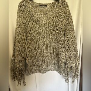 Derek Lam 10 Crosby Fringe Sleeve Cotton Knit Sweater - Medium